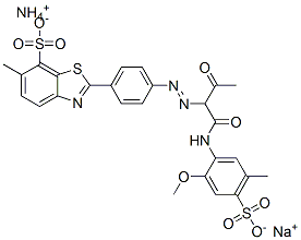 CAS#: 72705-24-9, Azanium Sodium 2-[4-[1-[(2-Methoxy-5-Methyl-4-Sulfonatophenyl)Amino]-1,3-Dioxobutan-2-Yl]Diazenylphenyl]-6-Methyl-1,3-Benzothiazole-7-Sulfonate