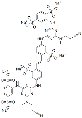 CAS#: 72727-73-2, 2,2'-[1,2-Ethenediylbis[(3-Sulfo-4,1-Phenylene)Imino[6-[(2-Cyanoethyl)Methylamino]-1,3,5-Triazine-4,2-Diyl]Imino]]Bis-1,4-Benzenedisulfonic Acid Sodium Salt (1:6)
