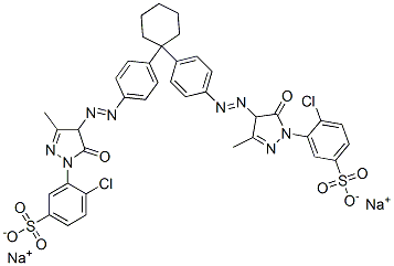 CAS#: 72828-65-0, Disodium 4-Chloro-3-[4-[4-[1-[4-[[1-(2-Chloro-5-Sulfonatophenyl)-3-Methyl-5-Oxo-4H-Pyrazol-4-Yl]Diazenyl]Phenyl]Cyclohexyl]Phenyl]Diazenyl-3-Methyl-5-Oxo-4H-Pyrazol-1-Yl]Benzenesulfonate