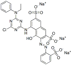 CAS 登录号：72829-25-5， (3Z)-5-[[4-氯-6-(乙基-苯基氨基)-1,3,5-三嗪-2-基]氨基]-4-氧代-3-[(2-磺酸苯基)亚肼基]萘-2,7-二磺酸三钠