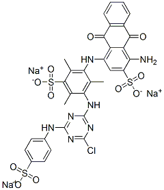 CAS 登录号：72927-93-6， 1-氨基-4-[[3-[[4-氯-6-[(4-磺酸苯基)氨基]-1,3,5-三嗪-2-基]氨基]-2,4,6-三甲基-5-磺酸苯基]氨基]-9,10-二氧代蒽-2-磺酸三钠