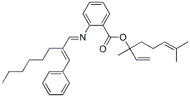 CAS#: 72928-45-1, 3,7-Dimethylocta-1,6-Dien-3-Yl 2-[[(2E)-2-(Phenylmethylidene)Octylidene]Amino]Benzoate