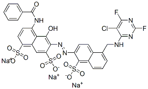 CAS#: 73019-06-4, 4-(Benzoylamino)-6-[[5-[[ (5-Chloro-2,6-Difluoro-4-Pyrimidinyl)Amino]Methyl ]-1-Sulfo-2-Naphthalenyl]Azo]-5-Hydroxy-1,7-Naphthalenedisulfonic Acid Trisodium Salt