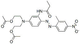 CAS 登录号：73287-49-7， 2-[2-乙酰氧基乙基-[4-(2-甲基-4-硝基苯基)偶氮-3-(丙酰氨基)苯基]氨基]乙基乙酸酯