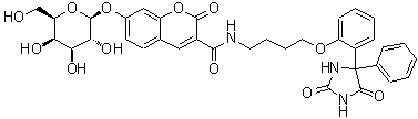 CAS#: 73304-29-7, N-[4-[2-(2,5-Dioxo-4-Phenyl-4-Imidazolidinyl)Phenoxy]Butyl]-7-(beta-D-Galactopyranosyloxy)-2-Oxo-2H-1-Benzopyran-3-Carboxamide