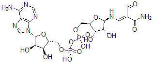 CAS 登录号：73435-45-7， [[(2R,3S,4R,5R)-5-[[(E)-3-氨基-2-甲酰基-3-氧代丙-1-烯基]氨基]-3,4-二羟基四氢呋喃-2-基]甲氧基-羟基磷酰][(2R,3S,4R,5R)-5-(6-氨基嘌呤-9-基)-3,4-二羟基四氢呋喃-2-基]甲基磷酸氢酯