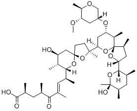 CAS#: 73537-10-7, (E)-8-[9-Hydroxy-2-[2-(6-Hydroxy-3,5,6-Trimethyloxan-2-Yl)-9-(5-Methoxy-6-Methyloxan-2-Yl)Oxy-4,10-Dimethyl-1,6-Dioxaspiro[4.5]Decan-7-Yl]-2,8-Dimethyl-1,6-Dioxaspiro[4.5]Decan-7-Yl]-2,4,6-Trimethyl-5-Oxonon-6-Enoic Acid