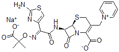 CAS 登录号：73547-61-2， (6R,7R)-7-[[(2E)-2-(2-氨基-1,3-噻唑-4-基)-2-(2-甲基-1-氧代-1-氧代丙烷-2-基)氧基亚氨基乙酰基]氨基]-8-氧代-3-(吡啶-1-鎓-1-基甲基)-5-硫杂-1-氮杂双环[4.2.0]辛-2-烯-2-羧酸钠盐