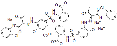 CAS#: 73612-41-6, Bis(2-(((3-((1-(((2-chlorophenyl)amino)carbonyl)-2-oxopropyl)azo)-4-hydroxyphenyl)sulfonyl)amino)benzoato(3-))-Cobaltate trisodium salt