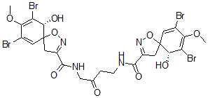 CAS 登录号：73622-23-8， (6R)-7,9-二溴-N-[4-[[(6R)-7,9-二溴-6-羟基-8-甲氧基1-氧杂-2-氮杂螺[4.5]癸-2,7,9-三烯-3-羰基]氨基]-3-氧代丁基]-6-羟基-8-甲氧基-1-氧杂-2-氮杂螺[4.5]癸-2,7,9-三烯-3-甲酰胺