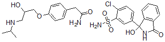 CAS 登录号：73677-19-7， 2-氯-5-(1-羟基-3-氧代-2H-异吲哚-1-基)苯磺酰胺;2-[4-[2-羟基-3-(丙-2-基氨基)丙氧基]苯基]乙酰胺