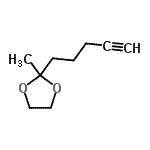 CAS 登录号：74066-96-9， 2-甲基-2-(4-戊炔-1-基)-1,3-二氧戊环