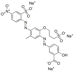 CAS 登录号：74186-17-7， (3E)-3-[[5-甲基-4-(4-硝基-2-磺酸苯基)偶氮-2-(3-磺酸丙氧基)苯基]亚肼基]-6-氧代环己-1,4-二烯-1-羧酸三钠