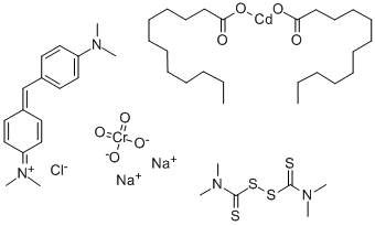 CAS#: 74278-22-1, Dipotassium Cadmium Decanedioate; [4-[(4-Dimethylaminophenyl)-Phenylmethylidene]-1-Cyclohexa-2,5-Dienylidene]-Dimethylazanium; S-(Dimethylcarbamoylsulfanyl) Dimethylaminomethanethioate; Dioxido-Dioxochromium; Chloride