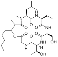 CAS 登录号：74504-49-7， 19-己基-6-(1-羟基乙基)-9-(羟基甲基)-16,18-二甲基-15-(2-甲基丙基)-12-丙-2-基-1-氧杂-4,7,10,13,16-五氮杂环十九烷-2,5,8,11,14,17-六酮