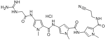 CAS#: 74671-14-0, N-[5-(2-Cyanoethylcarbamoyl)-1-Methylpyrrol-3-Yl]-4-[[4-[[2-(Diaminomethylideneamino)Acetyl]Amino]-1-Methylpyrrole-2-Carbonyl]Amino]-1-Methylpyrrole-2-Carboxamide Hydrochloride