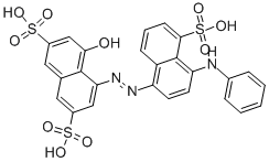 CAS 登录号：7488-76-8， 5-[(4-苯胺基-5-磺基萘基)偶氮]-4-羟基萘-2,7-二磺酸