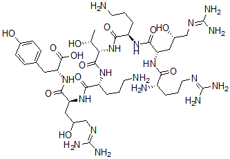 CAS 登录号：74899-63-1， (2R)-2-[[(2S)-2-[[(2R)-5-氨基-2-[[(2S,3R)-2-[[(2R)-5-氨基-2-[[(2S,4S)-2-[[(2S)-2-氨基-5-(二氨基亚甲基氨基)戊酰]氨基]-5-(二氨基亚甲基氨基)-4-羟基戊烷酰基]氨基]戊酰]氨基]-3-羟基丁酰基]氨基]戊酰]氨基]-5-(二氨基亚甲基氨基)-4-羟基戊烷酰基]氨基]-3-(4-羟基苯基)丙酸
