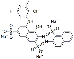 CAS#: 75198-90-2, Trisodium (3Z)-5-[(5-Chloro-2-Fluoro-6-Methylpyrimidin-4-Yl)Amino]-4-Oxo-3-[(1-Sulfonatonaphthalen-2-Yl)Hydrazinylidene]Naphthalene-2,7-Disulfonate