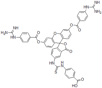 CAS#: 75296-16-1, 3',6'-Bis(4-Guanidinobenzoyloxy)-5-(N'-4-Carboxyphenyl)Thioureidospiro(Isobenzofuran-1(3H),9'-(9H)Xanthen)-3-One