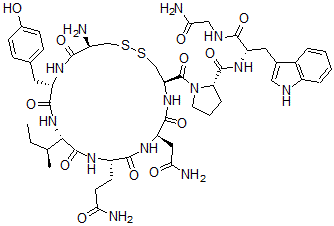 CAS#: 75511-62-5, (2S)-1-[(4R,7R,10S,13S,16S,19R)-19-Amino-7-(2-Amino-2-Oxoethyl)-10-(3-Amino-3-Oxopropyl)-13-[(2S)-Butan-2-Yl]-16-[(4-Hydroxyphenyl)Methyl]-6,9,12,15,18-Pentaoxo1,2-Dithia-5,8,11,14,17-Pentazacycloicosane-4-Carbonyl]-N-[(2S)-1-[(2-Amino-2-Oxoethyl)Amino]-3-(1H-Indol-3-Yl)-1-Oxopropan-2-Yl]Pyrrolidine-2-Carboxamide