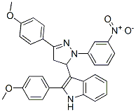 CAS 登录号：76195-77-2， 2-(4-甲氧基苯基)-3-[5-(4-甲氧基苯基)-2-(3-硝基苯基)-3,4-二氢吡唑-3-基]-1H-吲哚