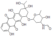 CAS 登录号：76634-96-3， N-[3-羟基-2-甲基-6-[[3,5,10,12-四羟基-3-(1-羟基乙基)-6,11-二氧代-2,4-二氢-1H-并四苯-1-基]氧基]四氢吡喃-4-基]甲酰胺