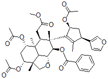 CAS#: 76689-95-7, (2aR,3R,5S,5aR,6R,7R,8S,8aR,8bR)-3,5-Bis(Acetyloxy)-7-((3R,5S)-5-(Acetyloxy)-3-(3-Furanyl)-2-Methyl-1-Cyclopenten-1-Yl)-8-(Benzoyloxy)Decahydro-2a,5a,7-Trimethyl-2H-Naphtho(1,8-bc)Furan-6-Acetic Acid Methyl Ester