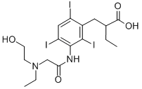 CAS 登录号：76975-06-9， 2-[[3-[[2-(乙基-(2-羟基乙基)氨基)乙酰基]氨基]-2,4,6-三碘苯基]甲基]丁酸