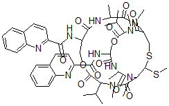 CAS 登录号：77196-00-0， N-[3,11,13,16,24,26-六甲基-27-甲硫基-2,5,9,12,15,18,22,25-八氧代-4,17-二(丙-2-基)-8-(喹啉-2-羰基氨基)-6,19-二氧杂-28-硫杂-3,10,13,16,23,26-六氮杂双环[12.12.3]二十九烷-21-基]喹啉-2-甲酰胺