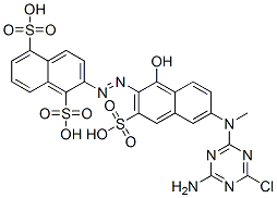 CAS 登录号：77365-26-5， 2-[(2E)-2-[6-[(4-氨基-6-氯-1,3,5-三嗪-2-基)甲基氨基]-1-氧代-3-磺基萘-2-亚基]肼基]萘-1,5-二磺酸