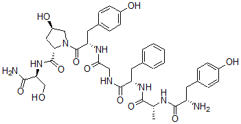 CAS#: 77614-17-6, (2S,4R)-N-[(2S)-1-Amino-3-Hydroxy-1-Oxopropan-2-Yl]-1-[(2S)-2-[[2-[[(2S)-2-[[(2R)-2-[[(2S)-2-Amino-3-(4-Hydroxyphenyl)Propanoyl]Amino]Propanoyl]Amino]-3-Phenylpropanoyl]Amino]Acetyl]Amino]-3-(4-Hydroxyphenyl)Propanoyl]-4-Hydroxypyrrolidine-2-Carboxamide
