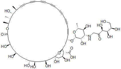 CAS#: 78107-92-3, (1S,3R,4E,6E,8E,10E,12E,14E,16Z,18S,19R,20R,21S,25R,27R,30R,31R,33S,35R,37S,38R)-3-[(2R,3S,4S,5S,6R)-3,5-Dihydroxy-6-Methyl-4-[[(3S,4R,5R)-3,4,5,6-Tetrahydroxy-2-Oxohexyl]Amino]Oxan-2-Yl]Oxy-19,25,27,30,31,33,35,37-Octahydroxy-18,20,21-Trimethyl-23-Oxo-22,39-Dioxabicyclo[33.3.1]Nonatriaconta-4,6,8,10,12,14,16-Heptaene-38-Carboxylic Acid