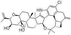CAS 登录号：78213-65-7， (2R,3S,3aR,4aS,4bS,6aR,7S,7dS,8S,9aS,14bS,14cR,16aS)-12-氯-3,3a,6a,7,7d,8,9,9a,10,11,14,14b,14c,15,16,16a-十六氢-14b,14c,17,17-四甲基-10-亚甲基-2-(1-甲基乙烯基)-7,8-(环氧甲桥)-2H,6H-环丁(5,6)苯并(1,2-e)环氧乙烷并(4',4'a)-1-苯并吡喃并(5',6':6,7)茚并(1,2-b)吲哚-3,4b(5H)-二醇