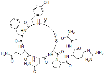 CAS#: 78338-40-6, 1-[7-(2-Amino-2-Oxoethyl)-10-(3-Amino-3-Oxopropyl)-16-[(4-Hydroxyphenyl)Methyl]-6,9,12,15,18-Pentaoxo-13-(Phenylmethyl)1,2-Dithia-5,8,11,14,17-Pentazacycloicosane-4-Carbonyl]-N-[1-[(1-Amino-1-Oxopropan-2-Yl)Amino]-5-(Diaminomethylideneamino)-1-Oxopentan-2-Yl]Pyrrolidine-2-Carboxamide