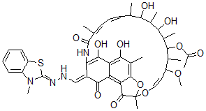 CAS#: 78768-62-4, (2S,16S,17S,18R,19R,20R,21S,22R,23S)-21-(Acetyloxy)-1,2-Dihydro-5,6,9,17,19-Pentahydroxy-23-Methoxy-2,4,12,16,18,20,22-Heptamethyl-1,11-Dioxo-2,7-(Epoxy[1,11,13]Pentadecatrienoimino)Naphtho[2,1-b]Furan-8-Carboxaldehyde [(2Z)-3-Methyl-2(3H)-Benzothiazolylidene]Hydrazone