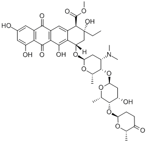 CAS#: 79127-36-9, Methyl 4-[4-Dimethylamino-5-[4-Hydroxy-6-Methyl-5-(6-Methyl-5-Oxooxan-2-Yl)Oxyoxan-2-Yl]Oxy-6-Methyloxan-2-Yl]Oxy-2-Ethyl-2,5,7,9-Tetrahydroxy-6,11-Dioxo-3,4-Dihydro-1H-Tetracene-1-Carboxylate