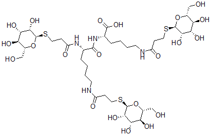 CAS 登录号：79390-81-1， (2S)-2-[[(2S)-2,6-二[3-[(2R,3S,4S,5S,6R)-3,4,5-三羟基-6-(羟基甲基)四氢吡喃-2-基]巯基丙酰氨基]己酰]氨基]-6-[3-[(2R,3S,4S,5S,6R)-3,4,5-三羟基-6-(羟基甲基)四氢吡喃-2-基]巯基丙酰氨基]己酸