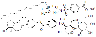 CAS 登录号：79682-28-3， 4-Obeta-D-吡喃半乳糖基-D-葡萄糖与 4-((氯氨基)磺酰基)苯甲酸二钠盐, (17beta)-17-羟基雌甾-1,3,5(10)-三烯-3-基苯甲酸酯和十二烷基硫酸酯钠盐的混合物