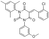 CAS#: 79838-87-2, (5E)-5-[(2-Chlorophenyl)Methylidene]-1-(3-Methoxyphenyl)-2-Sulfanylidene-3-(2,4,6-Trimethylphenyl)-1,3-Diazinane-4,6-Dione