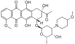 CAS 登录号：79867-76-8， 9-乙酰基-6,9,11-三羟基-10-[5-羟基-4-(4-甲氧基哌啶-1-基)-6-甲基四氢吡喃-2-基]氧基-1-甲氧基-8,10-二氢-7H-并四苯-5,12-二酮
