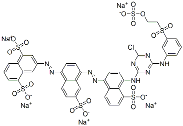 CAS#: 81430-40-2, Pentasodium 3-[[4-[[4-[[4-Chloro-6-[[3-[[2-(Sulphonatooxy)Ethyl]Sulphonyl]Phenyl]Amino]-1,3,5-Triazin-2-Yl]Amino]-5-Sulphonato-1-Naphthyl]Azo]-6-Sulphonato-1-Naphthyl]Azo]Naphthalene-1,5-Disulphonate