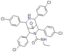 CAS#: 82058-43-3, N-Ethyl-9-oxo-2,4,6,8-tetrakis(p-chlorophenyl)-3,7-diazabicyclo(3.3.1)nonane-3-carboxamide