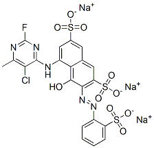 CAS#: 83400-17-3, 5-[(5-Chloro-2-Fluoro-6-Methyl-4-Pyrimidinyl)Amino]-4-Hydroxy-3-[(2-Sulphophenyl)Azo]Naphthalene-2,7-Disulphonic Acid, Sodium Salt