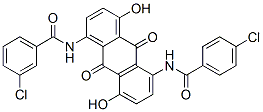 CAS 登录号：83721-55-5， 3-氯-N-[5-[(4-氯苯甲酰基)氨基]-9,10-二氢-4,8-二羟基-9,10-二氧代-1-蒽基]苯甲酰胺