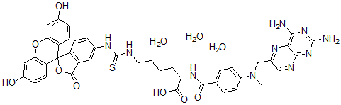 CAS 登录号：83953-11-1， N(alpha)-(4-氨基-4-脱氧-N(10)-甲基蝶酰-N(epsilon)-4'-荧光素硫代氨基甲酰)-L-赖氨酸三水合物