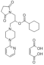 CAS 登录号：84916-34-7， 环己烷羧酸 1-((2,5-二氧代-1-吡咯烷基)甲基)-2-(4-(2-吡啶基)-1-哌嗪基)乙酯 (Z)-2-丁烯二酸盐 (1:1)