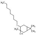 CAS#: 85187-15-1, 3,7,7-Trimethyl-4-(octylsulfanyl)bicyclo[4.1.0]heptan-3-ol