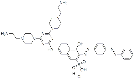 CAS 登录号：85305-12-0， 7-[[4,6-二[4-(2-氨基乙基)哌嗪-1-基]-1,3,5-三嗪-2-基]氨基]-4-羟基-3-[[4-(苯基偶氮)苯基]偶氮]萘-2-磺酸盐酸盐