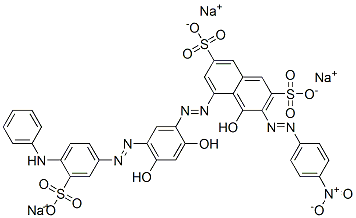 CAS#: 85631-82-9, 5-[2-[2,4-Dihydroxy-5-[2-[4-(Phenylamino)-3-Sulfophenyl]Diazenyl]Phenyl]Diazenyl]-4-Hydroxy-3-[2-(4-Nitrophenyl)Diazenyl]-2,7-Naphthalenedisulfonic Acid Sodium Salt (1:3)